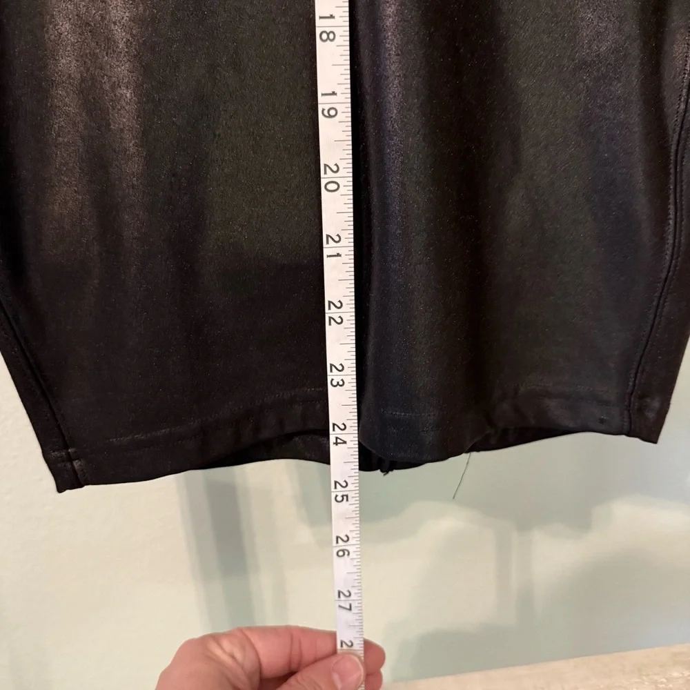 SPANX Faux Leather Black Women's Pencil Skirt Tummy Control Size S Shiny